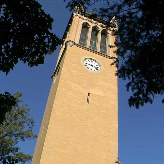 The campanile on a sunny summer day.